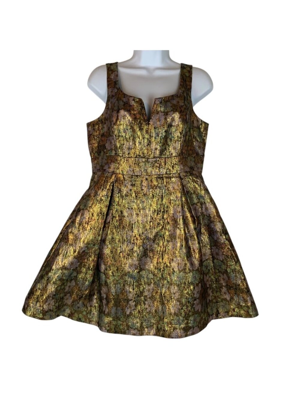 Anthropologie Moulinette Soeurs Metallic Floral Dress US Sz 8P EU 40P *ALTERED*